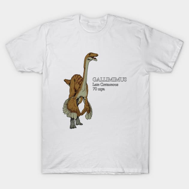 Realistic drawing of Gallimimus T-Shirt by Modern Medieval Design